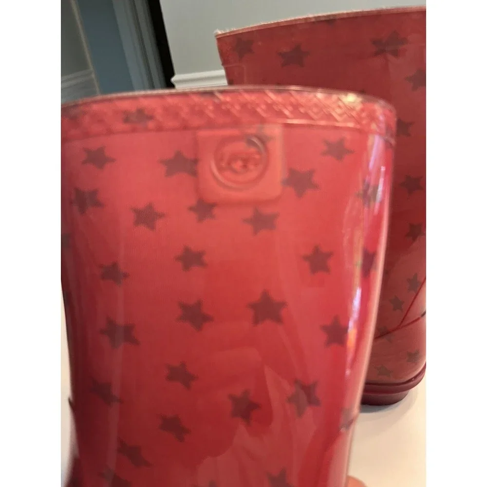 UGG Kids Youth Girls Boots Raana Rubber Rain Waterproof Pink Stars Size 5 ~ USA